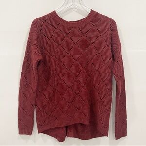 Olive & Oak Open Knit Long Sleeve Button-Back Maroon Sweater Lulu’s XS